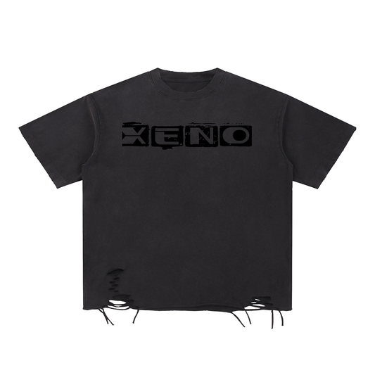 XENO Snow Washed Raw-Hem T-Shirt